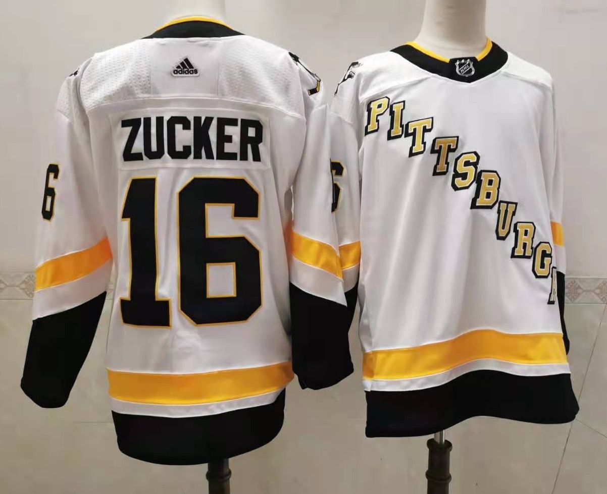 Men Pittsburgh Penguins 16 Zucker White Authentic Stitched 2020 Adidias NHL Jersey